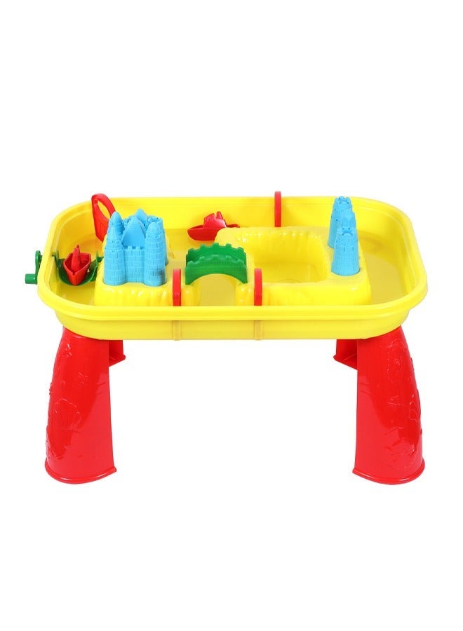 Ogi Mogi Toys Sand & Water Table, Durable Sensory Sandbox For Kids, Indoor & Outdoor Summer Activity Hands On Beach Game, 9 Piece Accessory Set, For Toddler Boys and Girls, 3+ years - Image 2